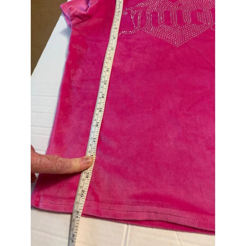 Juicy Couture Womens Hot Pink Velour Rhinestone Heart Pajama Lounge Set‎ Small